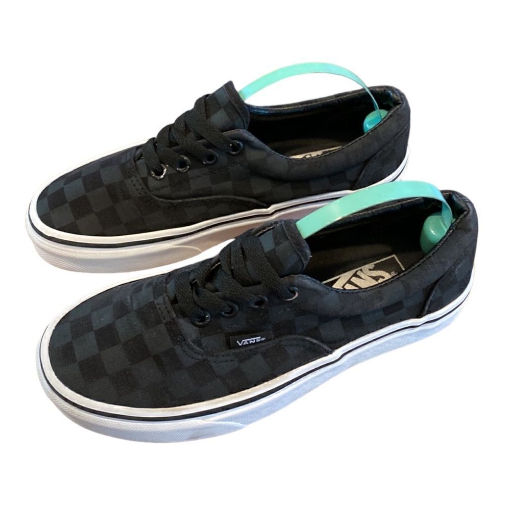 Vans Off The Wall Black Checkerboard Lace Up Low Top Skate Sneakers Size 6